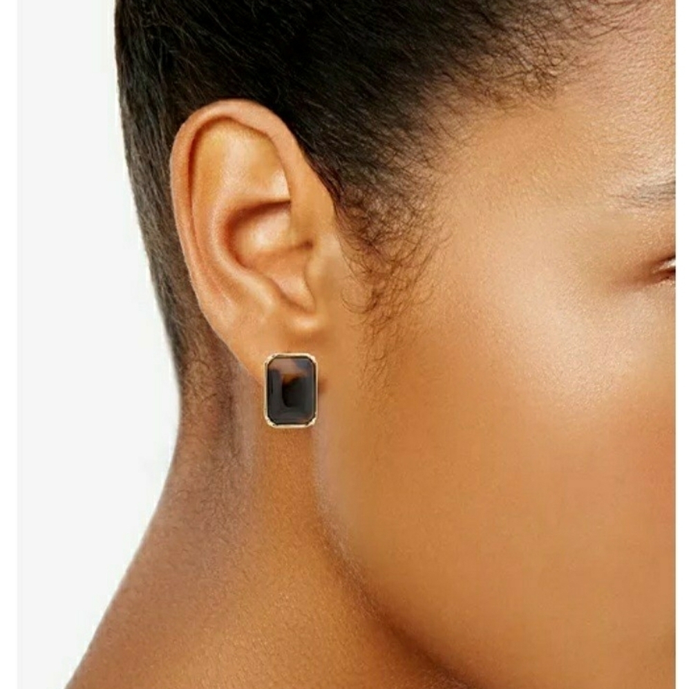 Ralph Lauren Tortiseshell Clip On Earrings Brown‎ Gold Tone